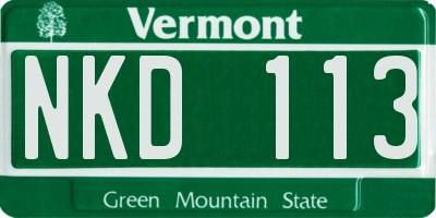VT license plate NKD113