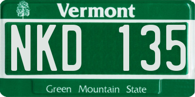 VT license plate NKD135