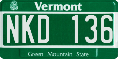 VT license plate NKD136