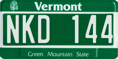 VT license plate NKD144