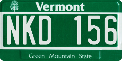 VT license plate NKD156