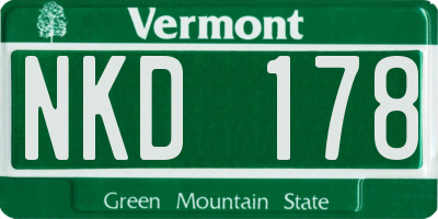 VT license plate NKD178