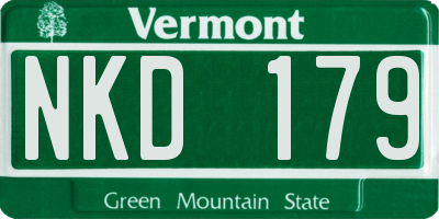 VT license plate NKD179