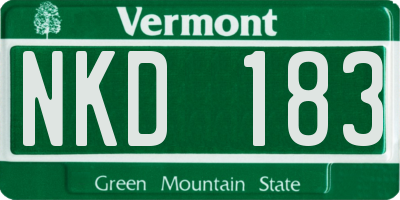VT license plate NKD183