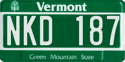 VT license plate NKD187