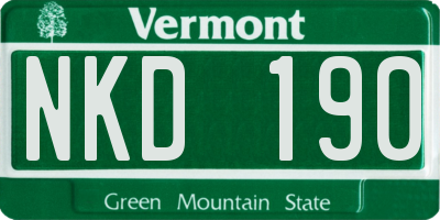VT license plate NKD190