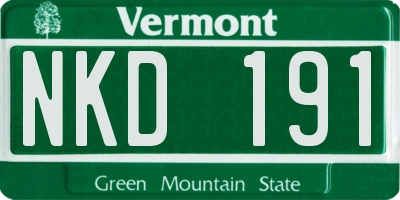 VT license plate NKD191