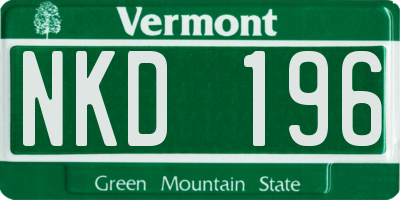 VT license plate NKD196