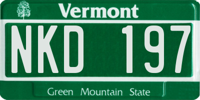 VT license plate NKD197