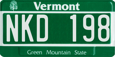 VT license plate NKD198