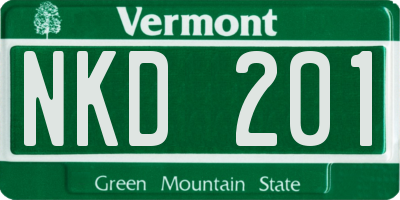 VT license plate NKD201