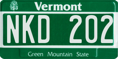 VT license plate NKD202