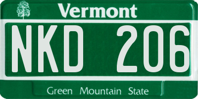 VT license plate NKD206