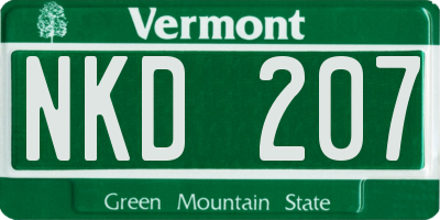 VT license plate NKD207