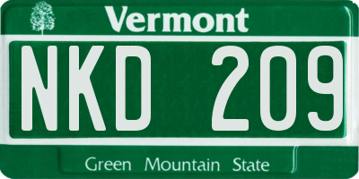 VT license plate NKD209