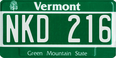 VT license plate NKD216