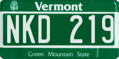 VT license plate NKD219
