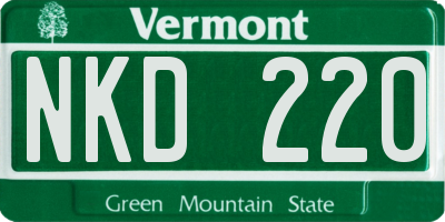 VT license plate NKD220