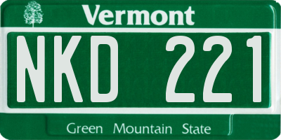 VT license plate NKD221