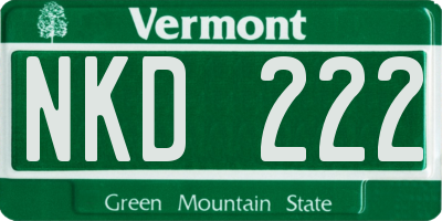 VT license plate NKD222