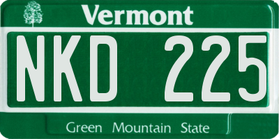 VT license plate NKD225