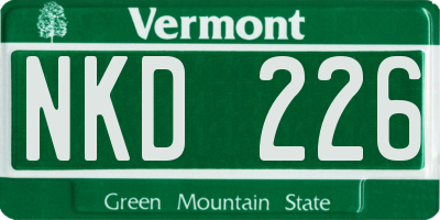 VT license plate NKD226