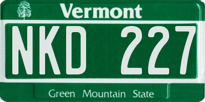 VT license plate NKD227
