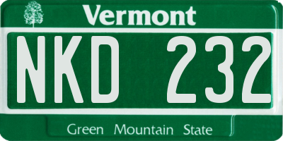 VT license plate NKD232