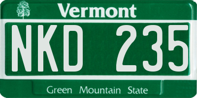 VT license plate NKD235