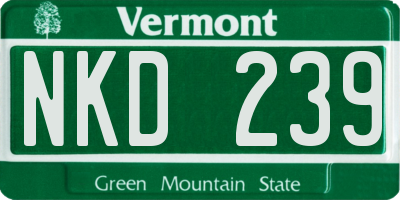 VT license plate NKD239