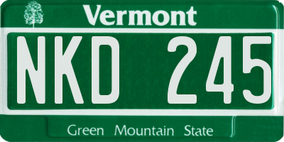 VT license plate NKD245
