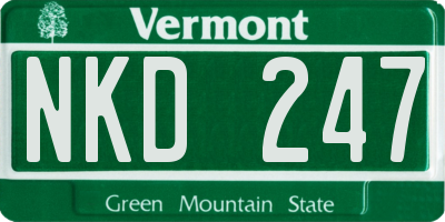 VT license plate NKD247