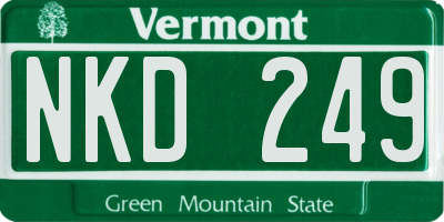 VT license plate NKD249