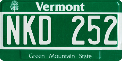 VT license plate NKD252