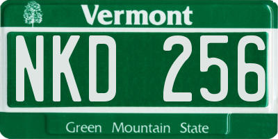 VT license plate NKD256