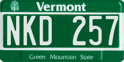 VT license plate NKD257