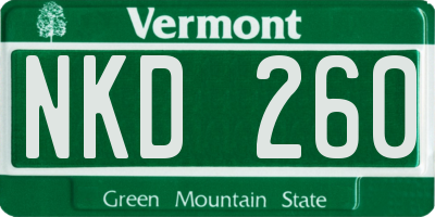 VT license plate NKD260