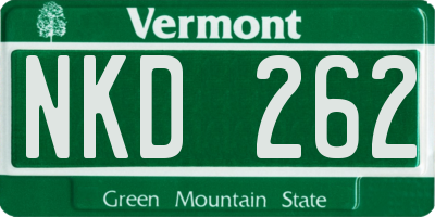 VT license plate NKD262