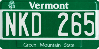 VT license plate NKD265