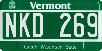 VT license plate NKD269