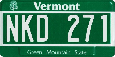 VT license plate NKD271