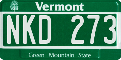 VT license plate NKD273