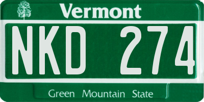 VT license plate NKD274
