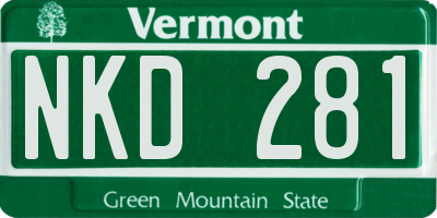 VT license plate NKD281