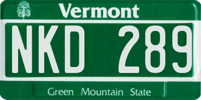 VT license plate NKD289