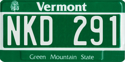 VT license plate NKD291