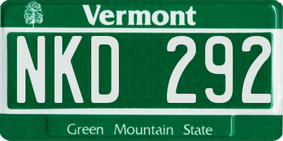 VT license plate NKD292