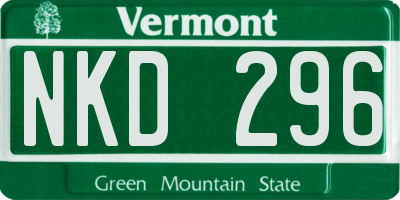 VT license plate NKD296