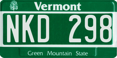 VT license plate NKD298