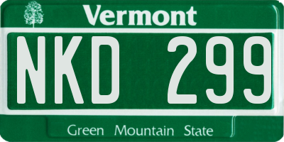 VT license plate NKD299